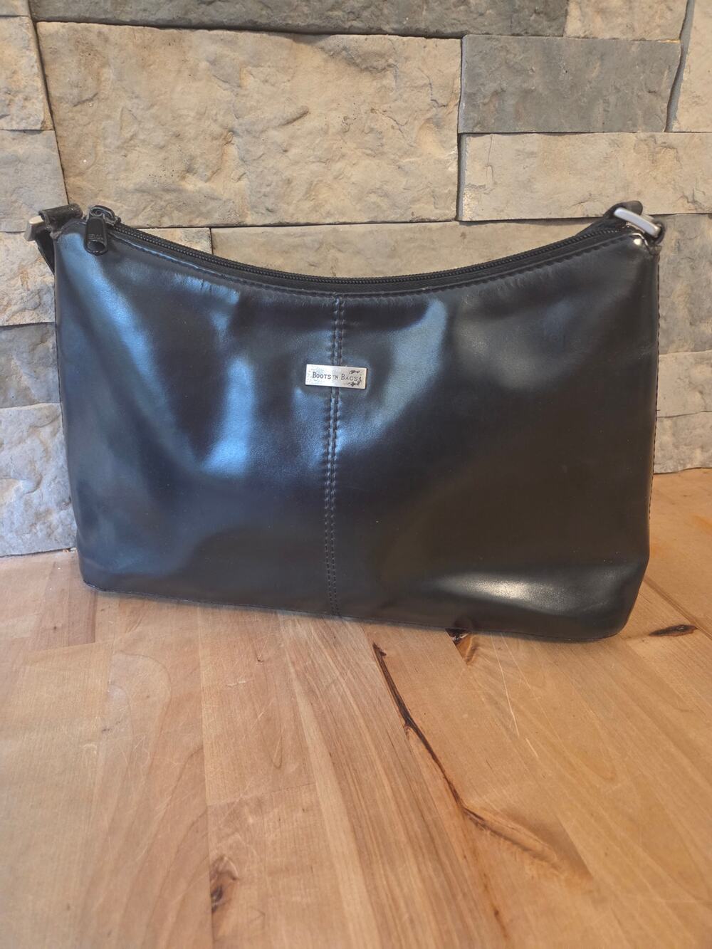 Vintage Boots 'N Bags Black Leather Baguette Shoulder Bag - Great Condition